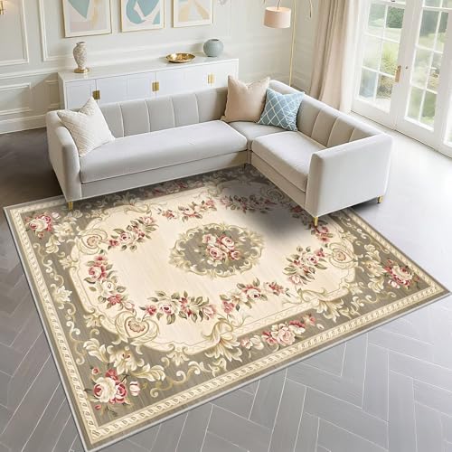 DJHWWD Alfombras Juveniles Dormitorio Suave 60x90cm, Beige Pequeñas Patrones Florales Retro para vestuarios de Sala Estar