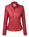 CTC WJC747 Womens Dressy Vegan Leather Biker Jacket XS RED