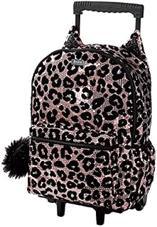 Justice Cheetah Rolling Backpack for Girls - Kids Roller Backpacks for School