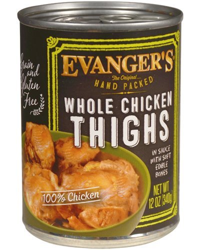 Evanger’S 776160 Hand-Packed Grain Free Whole Chicken Thighs For Dogs, 12 Ounce, Pack