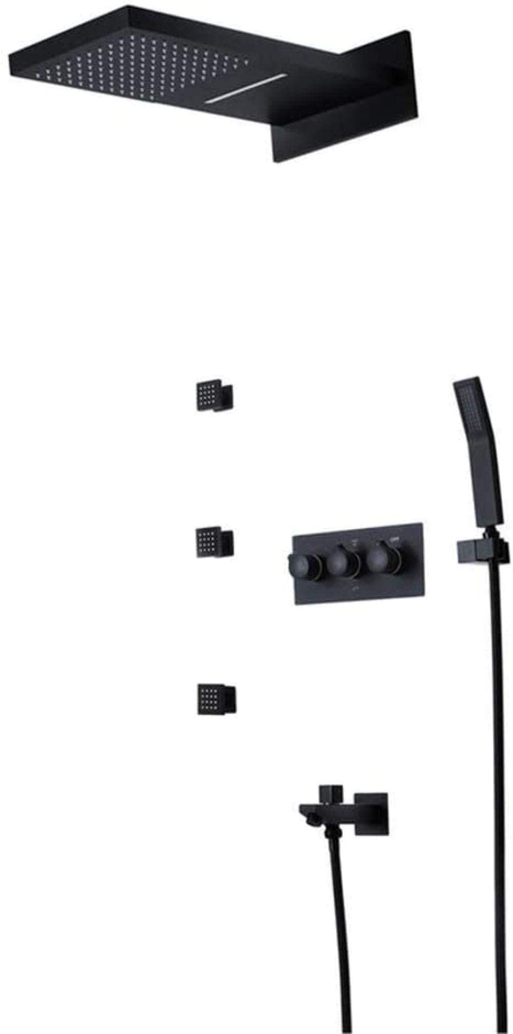OZBMA Shower System Bath Black Copper Fly rain Small Spray Set Beautiful Almost Hidden Decoration