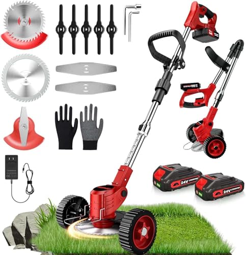 Rasentrimmer,24V Elektrischer Rasentrimmer mit 3 Arten von Schneidklingen,2Pcs 2000mAh Akku,4-in-1 Rasentrimmer Elektrisch für Elektro-Trimmer für Hof, Garten Rasentrimmer,24V Elektrischer Rasentrimmer mit 3 Arten von Schneidklingen,2Pcs 2000mAh Akku,4-in-1 Rasentrimmer Elektrisch für Elektro-Trimmer für Hof, Garten