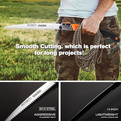 image for REXBETI Folding Saw, Extra Long 14 Inch Blade Backpacking Saws for Hik