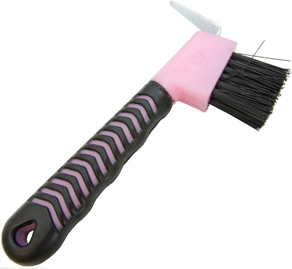 Intrepid International Rubber Handle Hoof Pick w/Brush for Horses, Hoof Pick for Easy Horse Hoof Cleaning, Horse Grooming Supplies