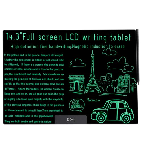Image of LCD Writing Tablet 14.3in, Bezel-Free, Ultra-Slim 0.75lb for Notes Drawing | Ultra-Slim 0.2in & Lightweight 0.75lb: Thinner than a smartphone, lighter than a notebook. One-hand hold, fits any bag.