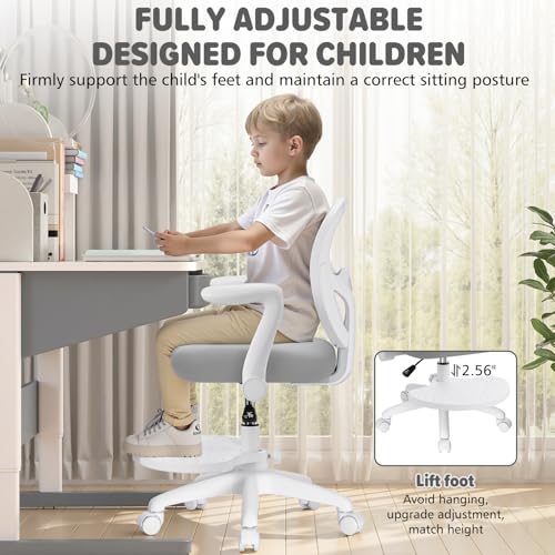 Image of HOFFREE Kids Desk Chair Ergonomic Study Chair with Flipped Armrest-Grey