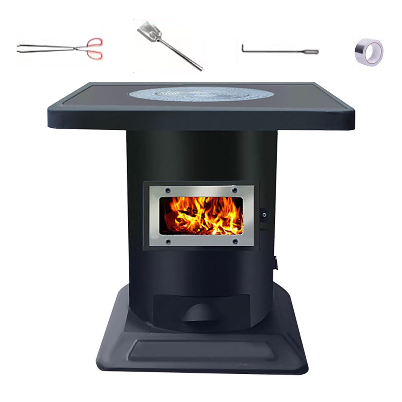 Stufa Da Esterno Stufa A Legna Con Forno Rivestimento Interno in Ghisa Include Pinza, Gancio E Spatola Adatto A Diversi Combustibili Cucine Da Campeggio