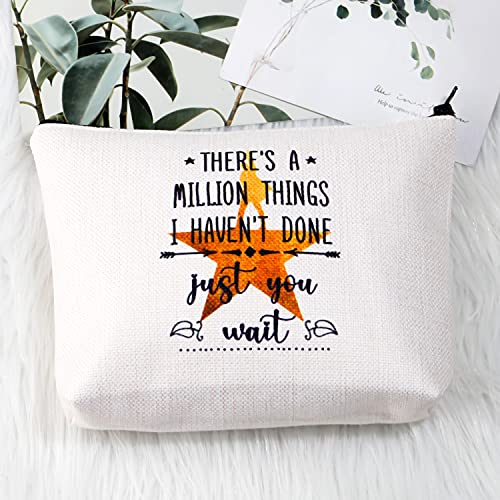 PLITI Musical Makeup Bag There's a Million Things I Haven't Done But Just You Wait Musical Quote Cosmetic Bag Zipper Pouch(There a Million Things BU) - Image 3