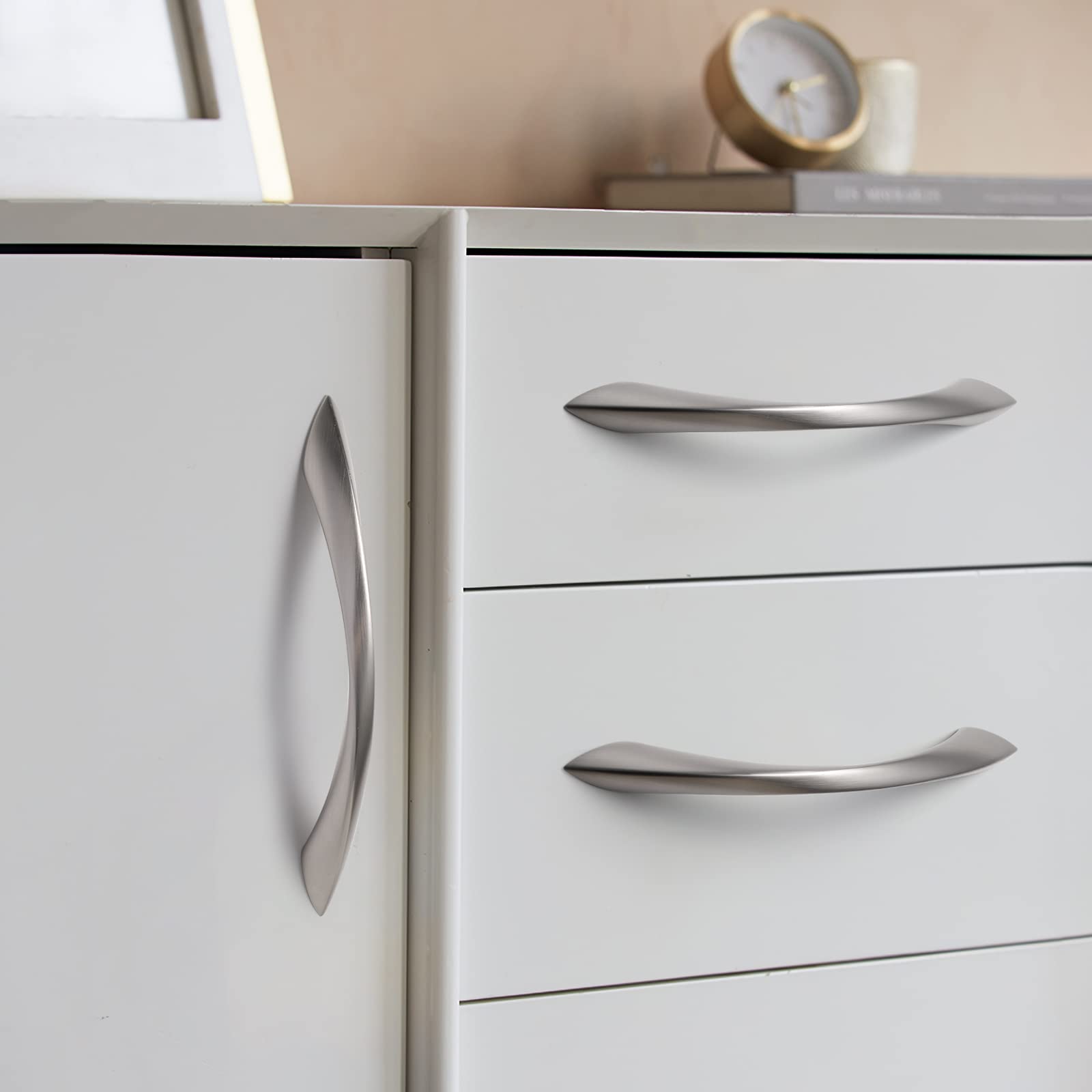 10 Pack Brushed Nickel Cabinet Pulls 5 Inch Arch Twisted Silver Handles Drawer Kitchen Cupboard Bathroom Dresser Cabinet Hardware Zinc Alloy — Amazon image 7