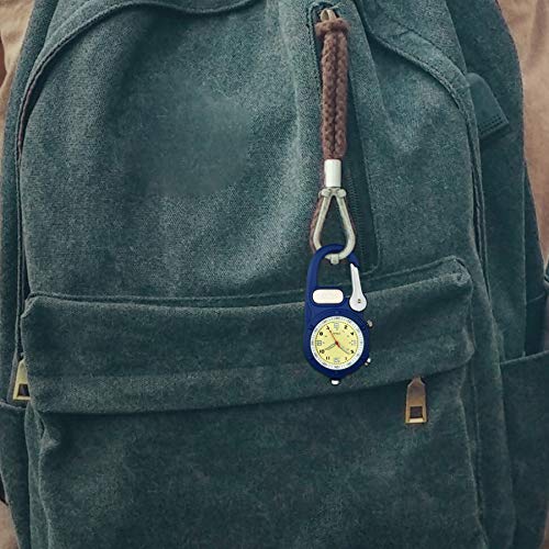 Image of JewelryWe Men Women Clip-on Quartz Watch Backpack Fob Belt Watch Luminous Mini Microlight Pocket Watch for Rock Climbing Doctors Nurses Outdoor Activities for Mother's Day