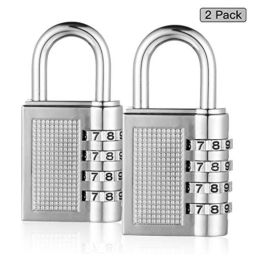 Preisvergleich Produktbild Soleebee 4-Stelliges Zahlenschloss Anti Rostfrei Wetterfeste Kombination Vorhängeschloss Zahlenschloss für Schulgymnastik Schloss, Gepäck, Aktenschränke, Koffer, usw - 2er Pack (Silber)