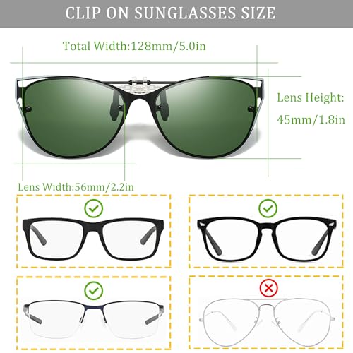 Image of Polarized Clip on Sunglasses over Prescription Glasses Unisex Flip-up Sunglasses Over Eyeglasses UV400 Protection