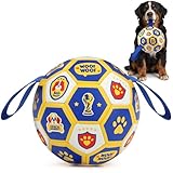 Vivifying Fußball Hundespielzeug 8 Zoll, Strapazierfähiger Interaktiver Hundeball für Drinnen & Draußen, Training und Spiel, World Cup Edition, inkl. Luftpumpe
