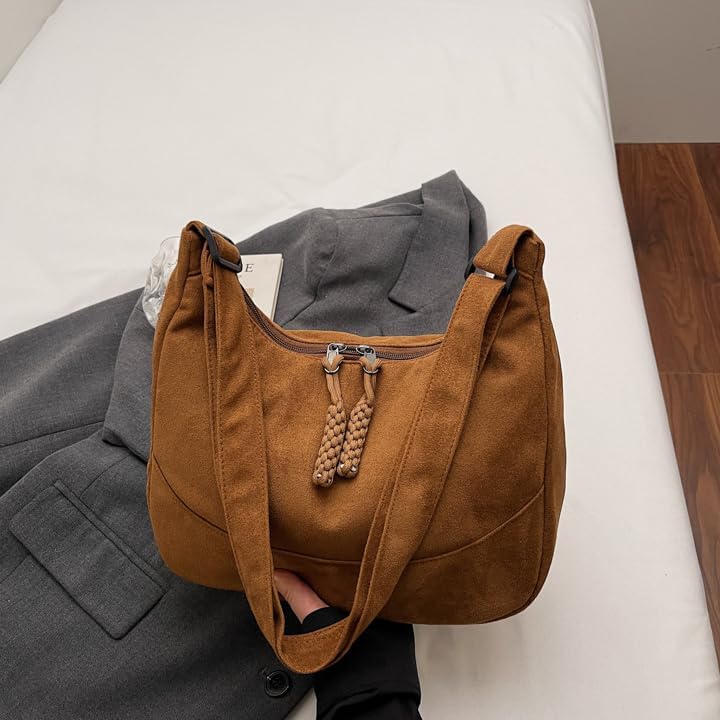 Shoulder Bag for Women,Ultra Soft Foldable Vegan Leather Crossbody Bag,Stylish Slouchy Tote Purses Hobo Handbag - Image 2