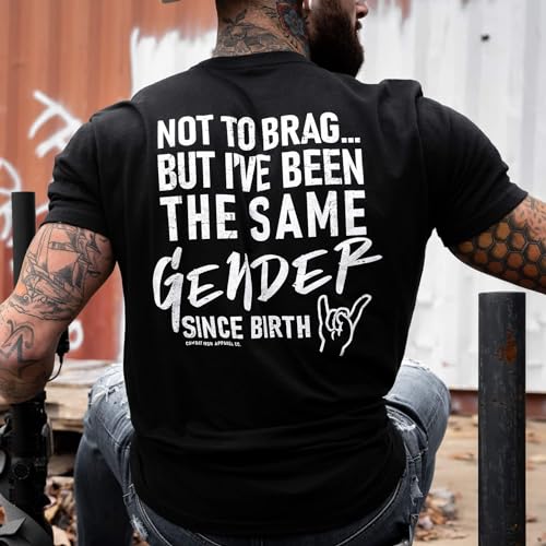Combat Iron Not to Brag Same Gender Men's Graphic Short Sleeve T-Shirt - Athletic Fit Tees Men2