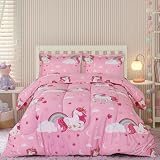Utopia Bedding All Season Unicorn Full/Queen Comforter Set with 2 Pillow Shams, 3 Piece Soft Brushed Microfiber Kids Pink Bedding Set for Boys/Girls, Machine Washable