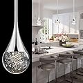 Aoceley Crystal Pendant Light Fixtures for Kitchen Island, Dimmable Integrated LED Lighting with Crystal Glass Chrome Finished, Modern Pendant Light for Kitchen Island Dining Room Bar (1-Light)
