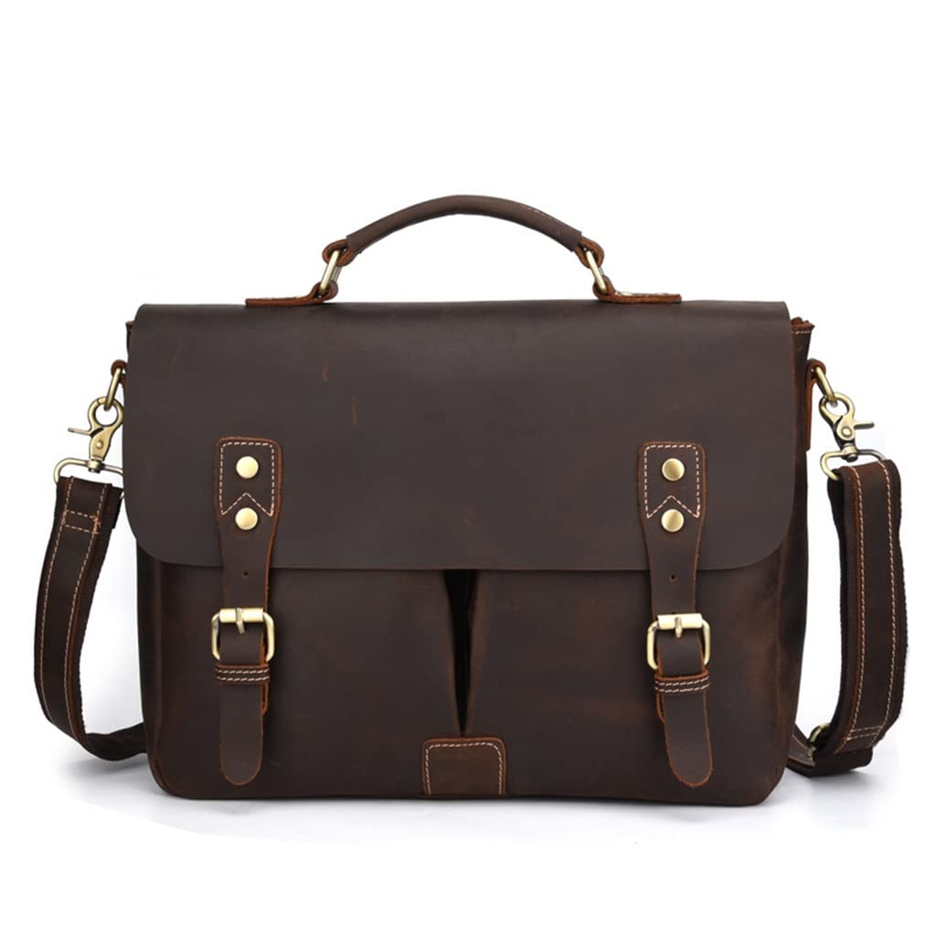 Leather Men's Bag European and American Business Retro Handbag Casual Shoulder Messenger Bag Casual Messenger Bag (Color : E, Size : As Shown in The Figure)