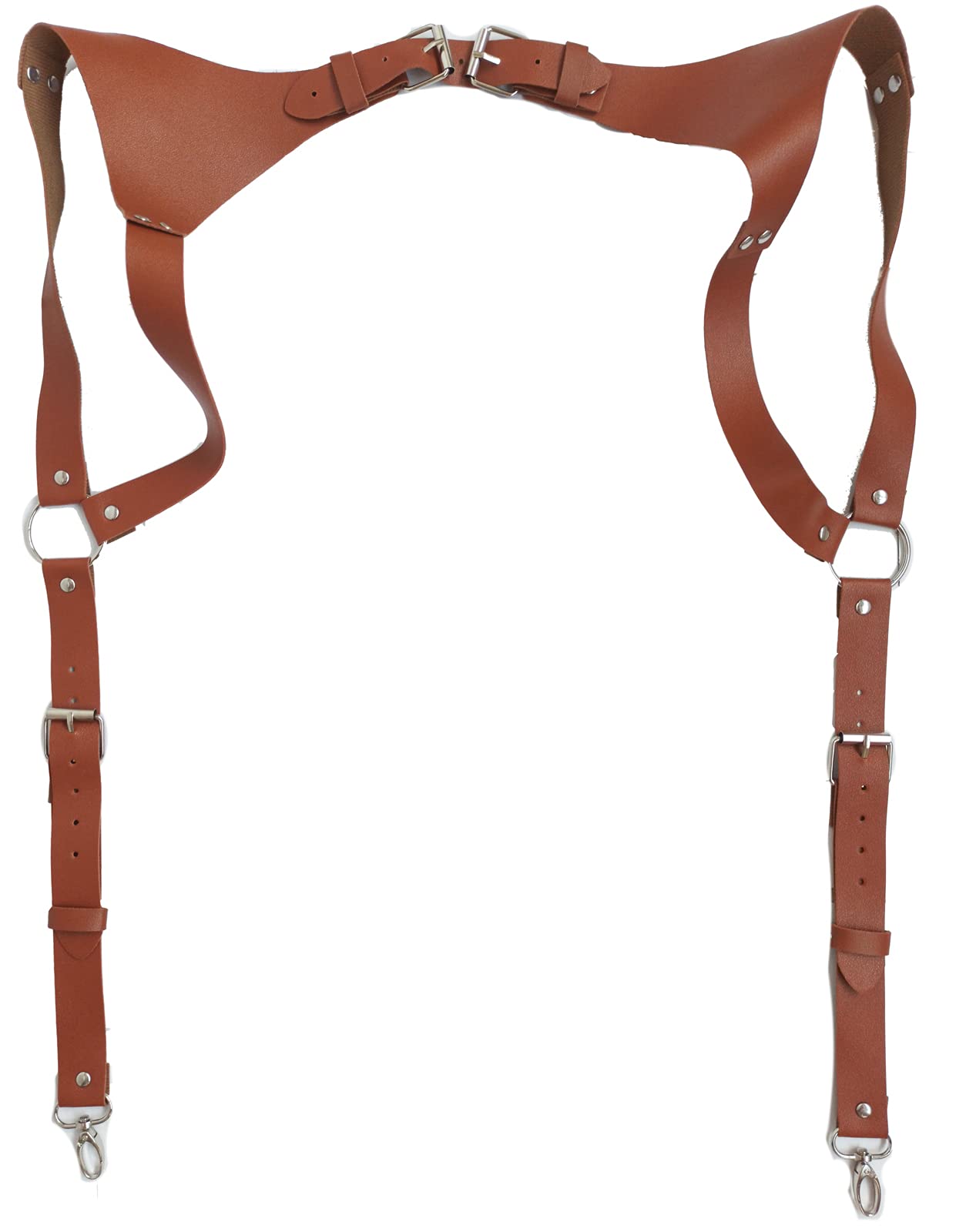 Edishen Men's Leather Suspenders with Hook, Body Harness Belt Punk Adjustable PU Belt, for Men Black… (06#) ,Large