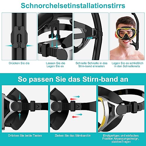 Foto von RABIGALA Schnorchelset Erwachsene Schnorcheln Set mit Schnorchel und Taucherbrille (Silber-Gelb-mit Schnorche)