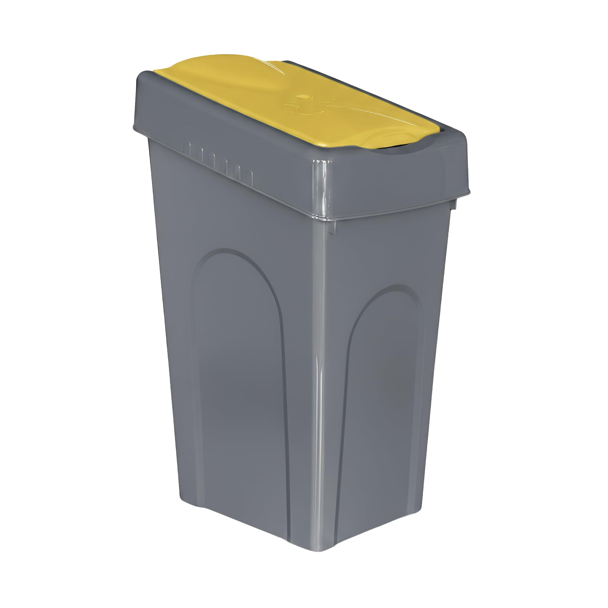 Optimal Products 50L Plastic Recycling Bin Rubbish Dustbin Kitchen Garden Recycle Waste Bin With Lid (Yellow, 1)