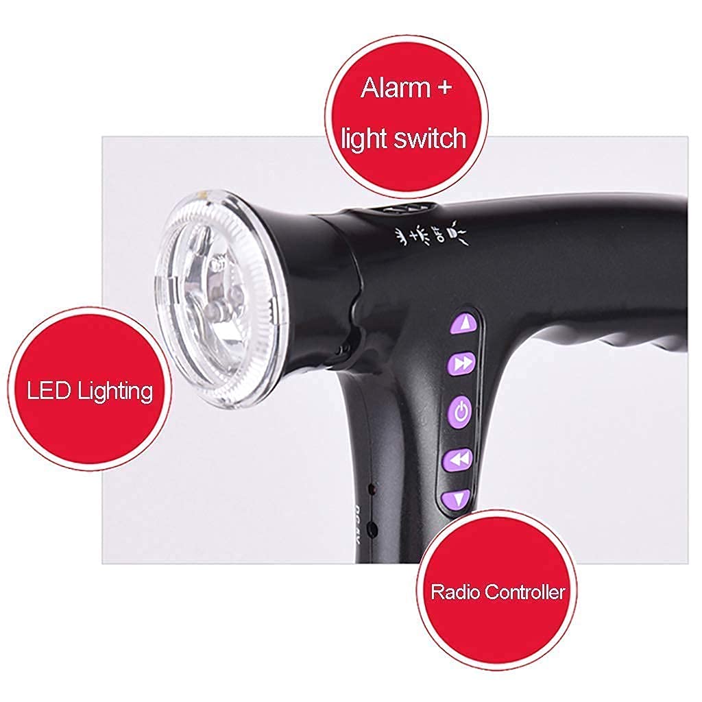 Bastón para Caminar para Personas Mayores Bastón Plegable con luz LED y botón de Alarma, bastón Ligero, Plegable, portátil, Ajustable, para Hombres, Mujeres, Andador con Ruedas para Personas Mayores,