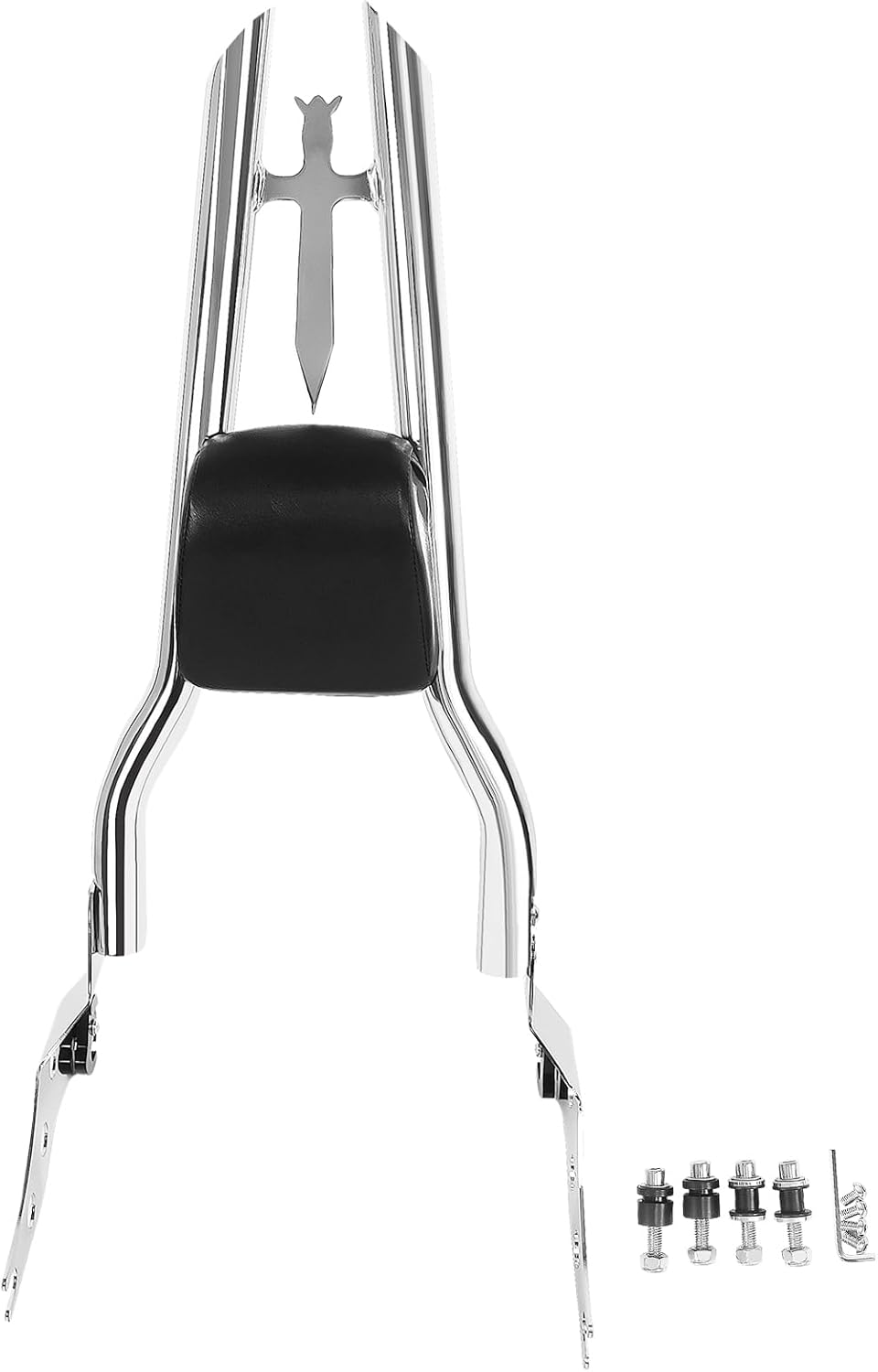 Chrome Fatboy Detachable Sissy Bar Passenger Backrest Rear Pad With Docking Hardware Kits for Harley Fat Boy 114 FLFBS 18-24, Breakout 114 FXBR 2013-2024 (30 Inch Tall)