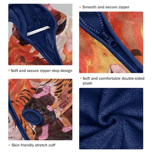 Lion Tiger Leopard Fire Toddler Fleece Jacket Girl Boys Hooded Fleece Jacket Coat Warm Outwear Zip-up 3-10T3