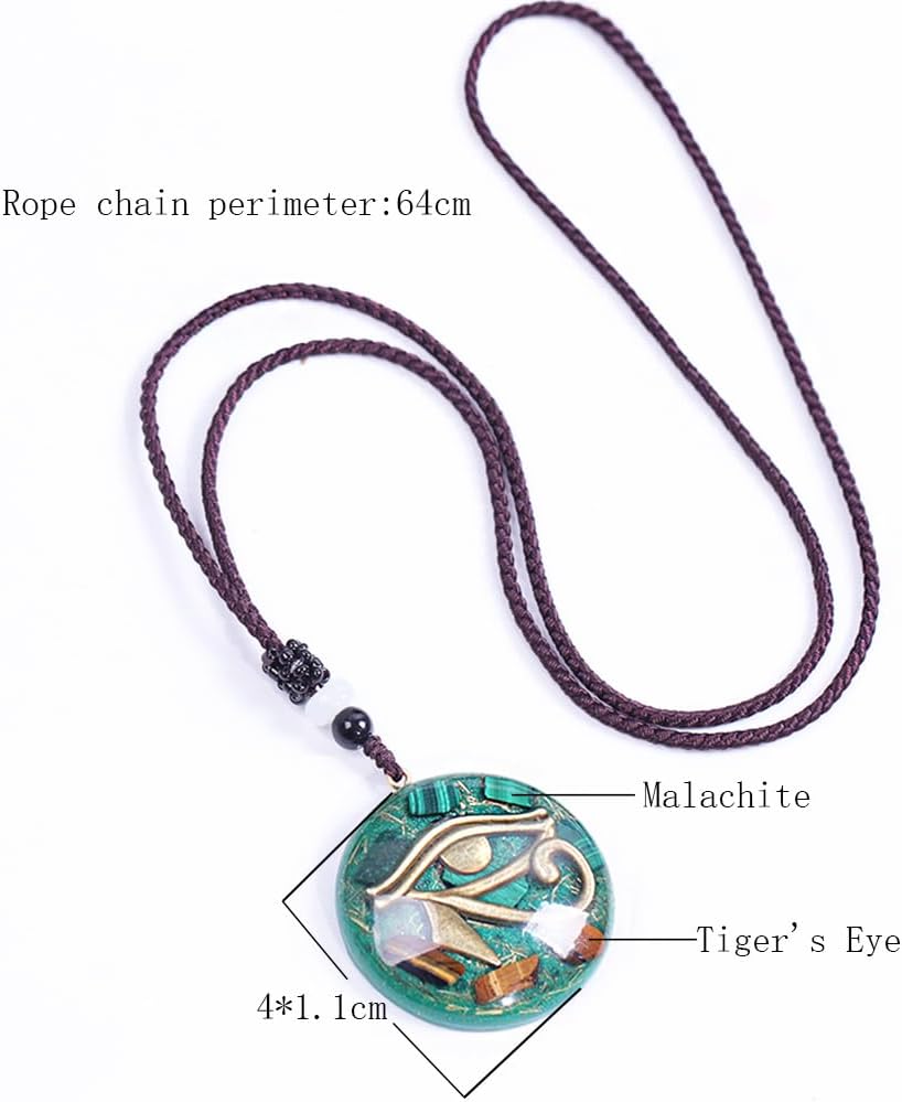 Malachite Orgone Eye of Horus Necklace,Orgone Energy Necklace,Healing Crystal Malachite Udjat Eye Necklace