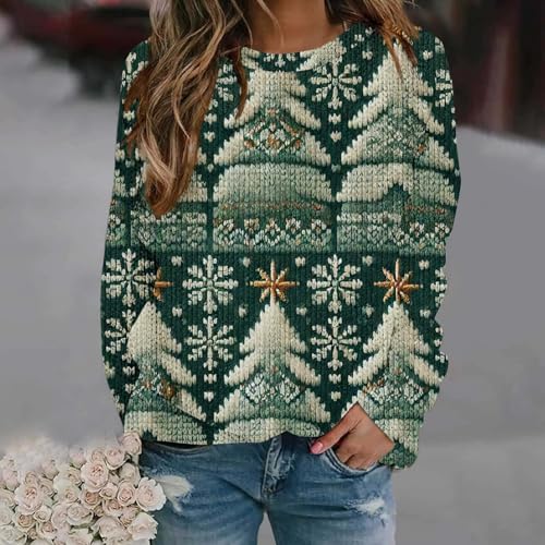 Estampado de árbol de Navidad en sudadera verde XL 2