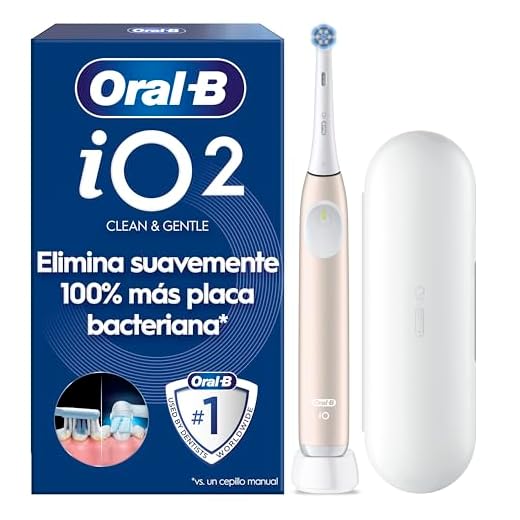 Oral-B iO 2 Cepillo de Dientes Eléctrico con 1 Cabezal Y Estuche de Viaje, Rosa Suave - Cepillo Dental con 3 Modos de Cepillado, Sensor de Presión Y Temporizador, Diseñado por Braun