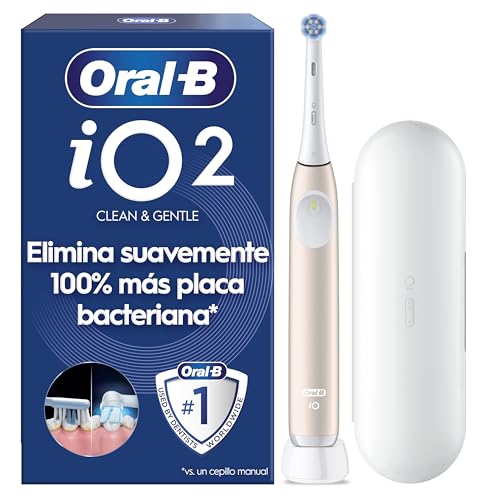 Oral B iO 2 Cepillo de Dientes Eléctrico Rosa Suave, 1 Cabezal, 1 Estuche De Viaje, 3 Modos De Cepillado, Sensor De Presión y Temporizador, Diseñado por Braun