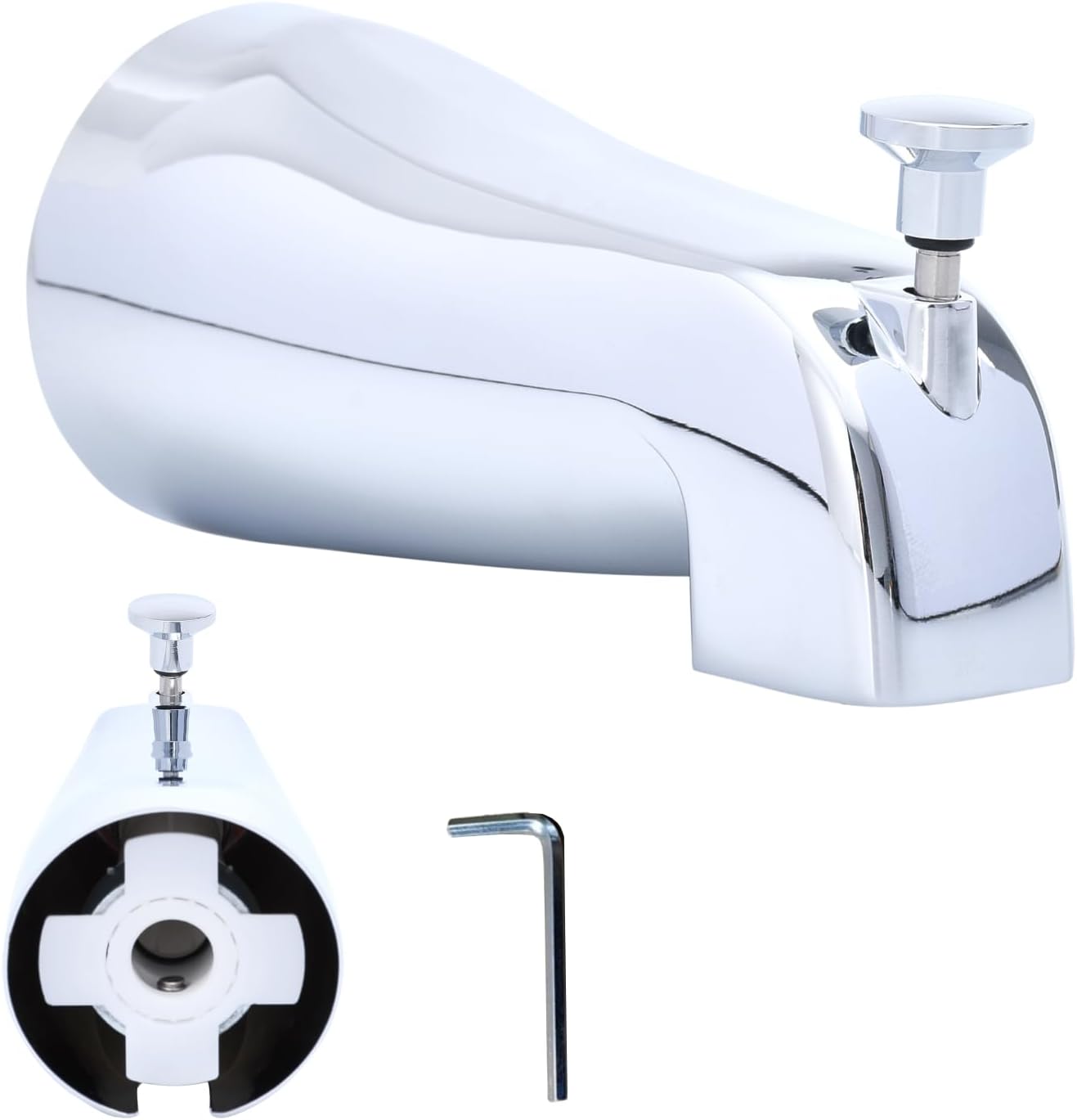 Hawwwy Bathtub Spout 5Inch Silver Stainless Steel Universal SlipOn Tub Spout with Diverter