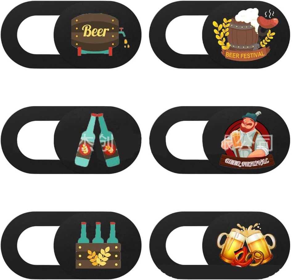 Mizi Webcam Privacy Cover Slide [6 Pack], Cute Camera Blocker Sticker, Protect Your Privacy and Security for Computer, Laptop, Tablets & Phones - Beer