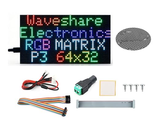 Image of 2048 RGB Full-Color LED Matrix Panel, 3mm Pitch, 64 x 32 Pixels Display Screen Compatible with Raspberry Pi 5 /4B /Zero 2W /Zero / Pico 2W /Pico 2W, ESP32, Support Adjustable Brightness,GOB-Waterproof
