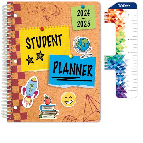 Global Datebooks Dated Elementary Student Planner for Academic Year 2024-2025 includes Ruler/Bookmark and Planning Stickers (Matrix Style - 8.5'x11' - Corkboard)