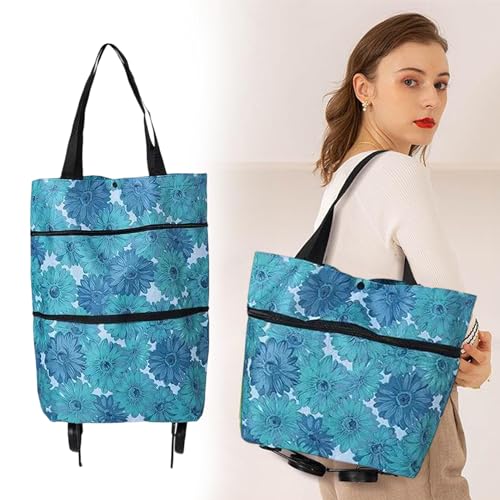 FGXY Carrinho de compras, carrinho de compras dobrável, saco de compras, saco de compras de tecido Oxford, carrinho de compras 5 rodas, impermeável e anti-incrustante (orquídeas ricas)