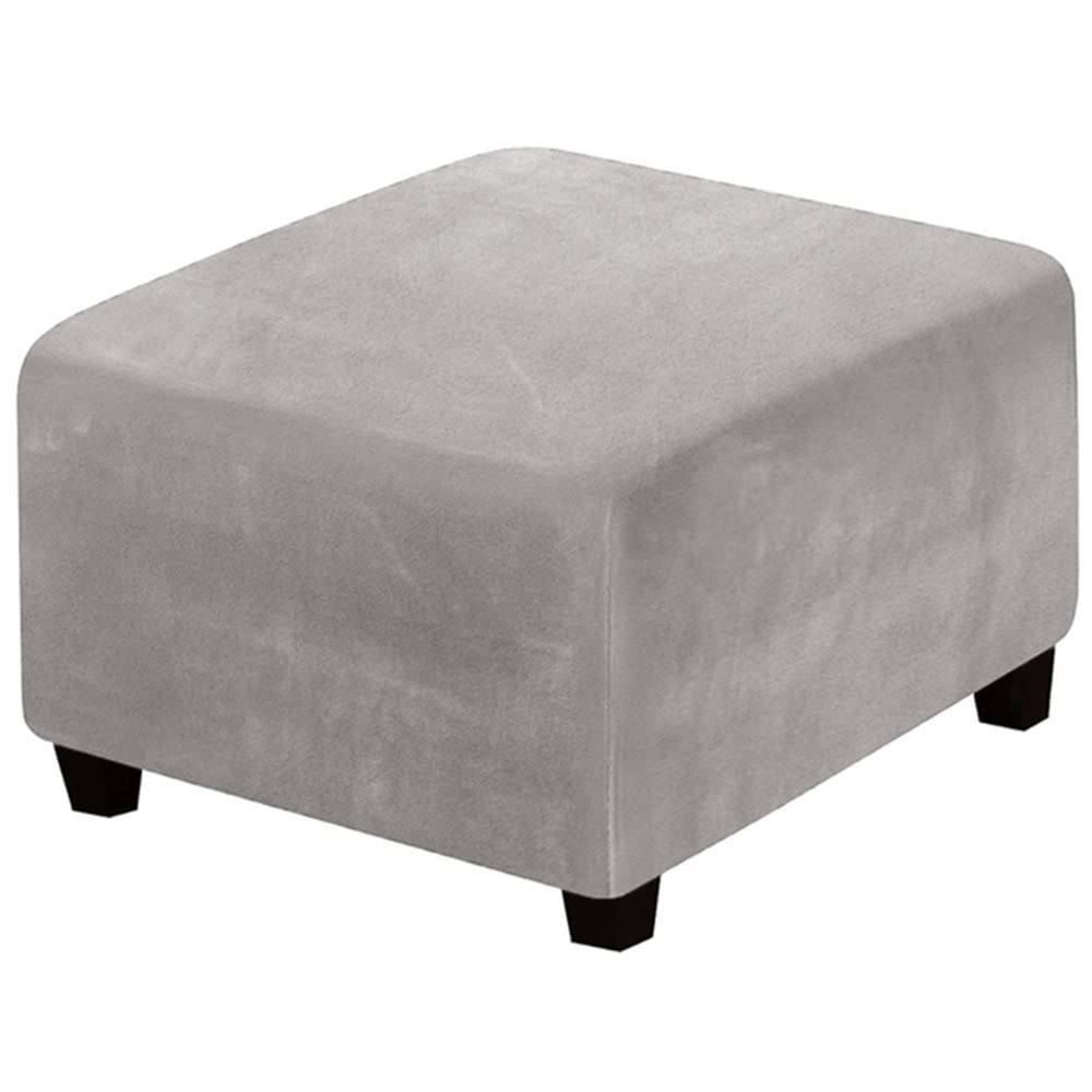 Stretch Ottoman Covers Round/Square Footstool Cover, Velvet Modern Removable Washable Large Stretch Pouffe Cover Anti-Slip Dustproof Foot Stool Slipcovers With Elastic Bottom ( Color : A20 , Size : 33