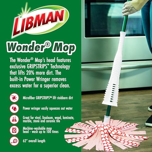 Image of Libman Wonder Mop with 3 Refills, Self-Wringing Microfiber Floor Mop