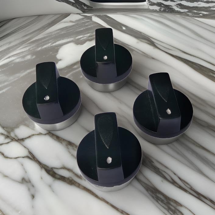 MkParjapati Manual Gas Stove Knob On-Off Knobs, (Black Button, Push/Pressing Type) - (Set of 4 Pieces)