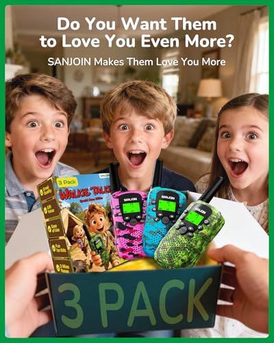 Image of Walkie Talkies for Kids Games Outdoor Toys for 3-12 Year Old Boys Girls, 3 Miles Range Walkie Talkie as Camping Essentials, 4 Year Old Girl Birthday Gifts for 3 4 5 6 7 8 9 Year Old Boy Girl Gift