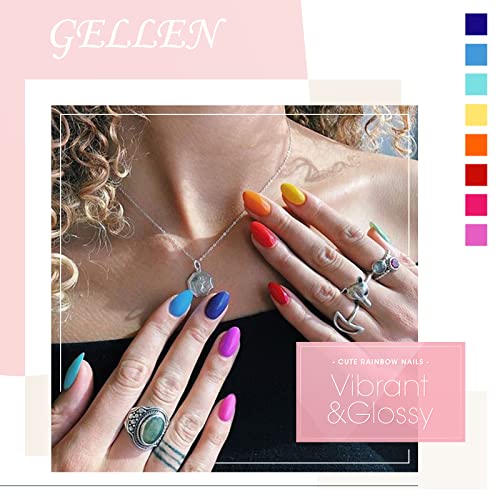 Gellen Gel Nail Polish Kit - Rainbow Gel Polish Set 16 Gel Colors With Base Top Coats, Hot Pink Trendy Vibrant Bright Solid Gel Nail Polish Set, Colorful Gel Nail Kit Nail Art Design Gel Manicure Kit #TOP3