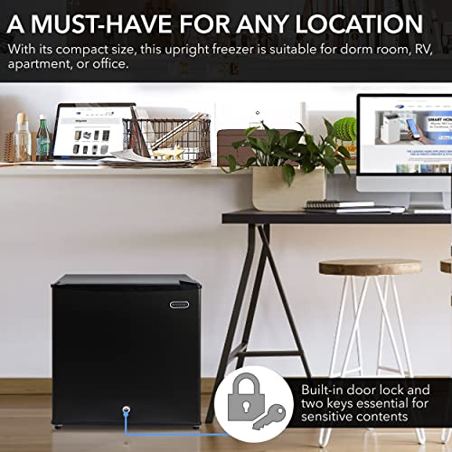 Image of Whynter Upright Small Freezer Mini Freezer with Lock for Bedrooms, Dorms, Garages, Offices CUF-110B, Black Energy Star, 1.1 Cu Ft