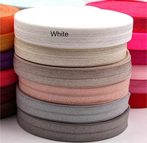 Sale Yycraft Thick Fold Over Elastic Stretch Foldover Foe Elastics For Hair Ties Headbands 20 Yards (White) #TOP5