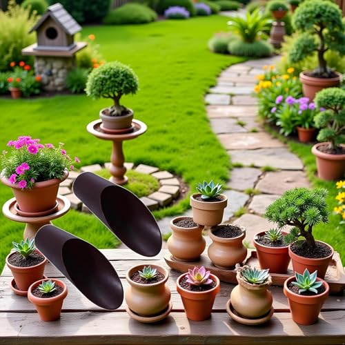 2 piezas de palas para tierra de bonsái color café miniatura 3