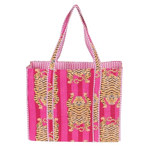Marubhumi Bolsa feminina leve de viagem de algodão para compras de mercearia e praia, Design-19, 15' x 18' x 5.5'