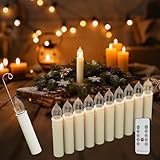 YRHome 10x Christbaumkerzen Kabellose LED mit Batterien, Schwebende Weihnachtskerzen mit Fernbedienung & Timer, Weihnachtsbaum Beleuchtung für Weihnachten, Hochzeit & Party