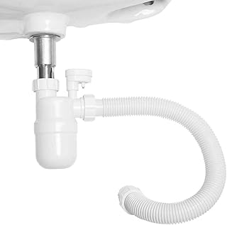 Desagües de fregadero, botella anti-sifón, kit de drenaje universal para fregaderos de baño, color blanco