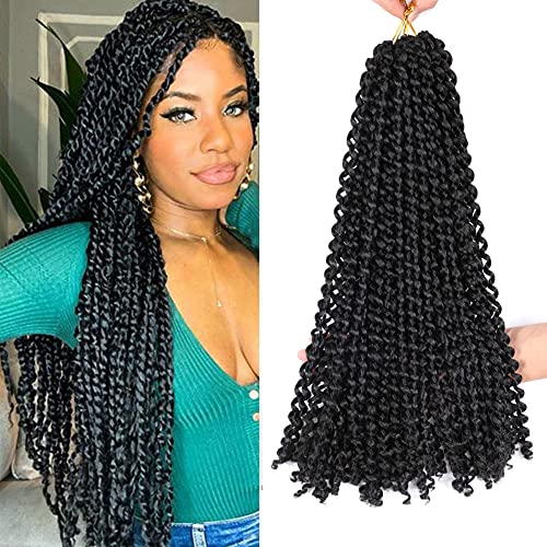 Blissource Passion Twist Hair 7Packs 18inch Water Wave Crochet Hair Extensions Passion Twist Crochet Hair Passion Twists Braiding Hair Bohemian Braids Synthetic Crochet Hair (18inch, 2)