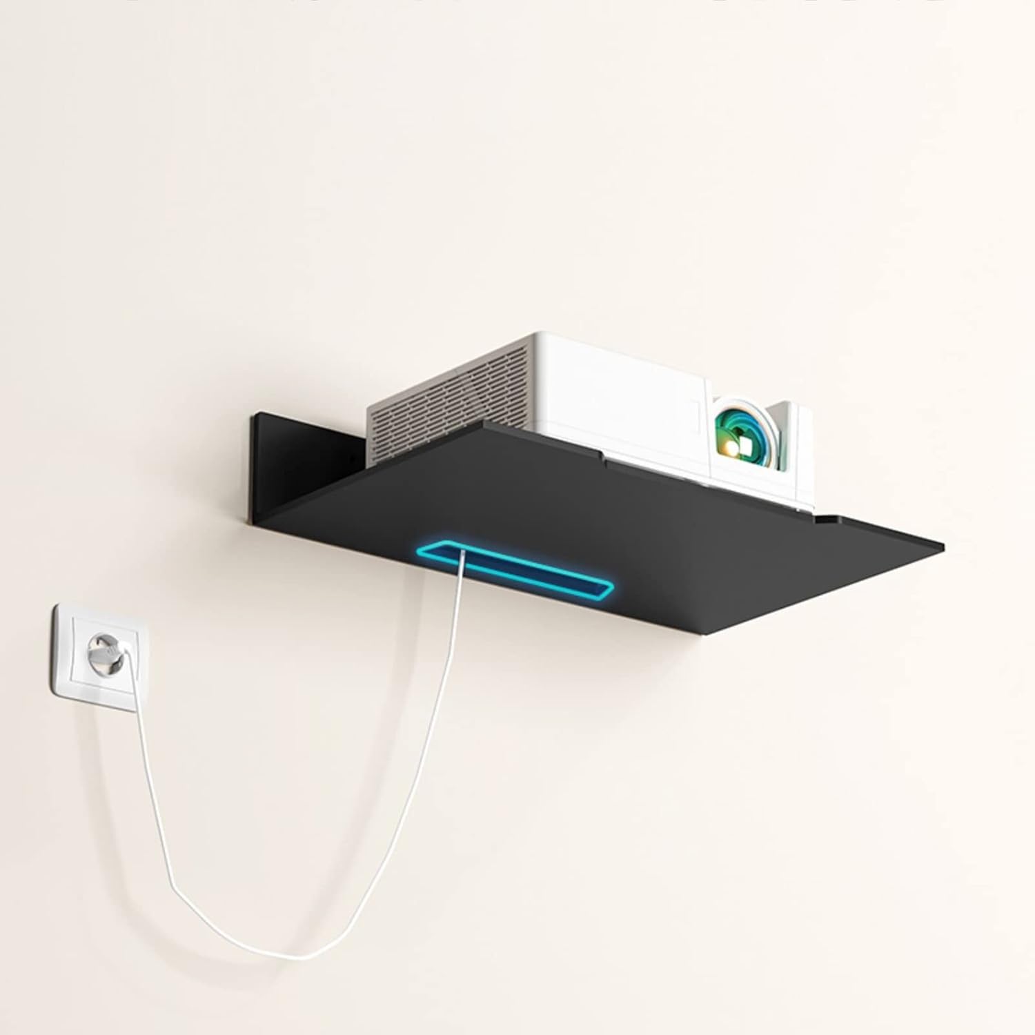 Projector Mount Bracket Projector Bracket Wall Mounted Shelf Bedside Wall Metal Base Tray Punch Free Office Storage Stand Monitor Wall Shelf Projector Stand (Size : L)
